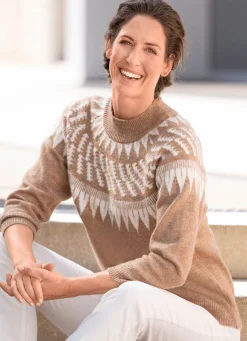 Outlet BADER Pullover mit Norwegermuster CAMEL-ECRU