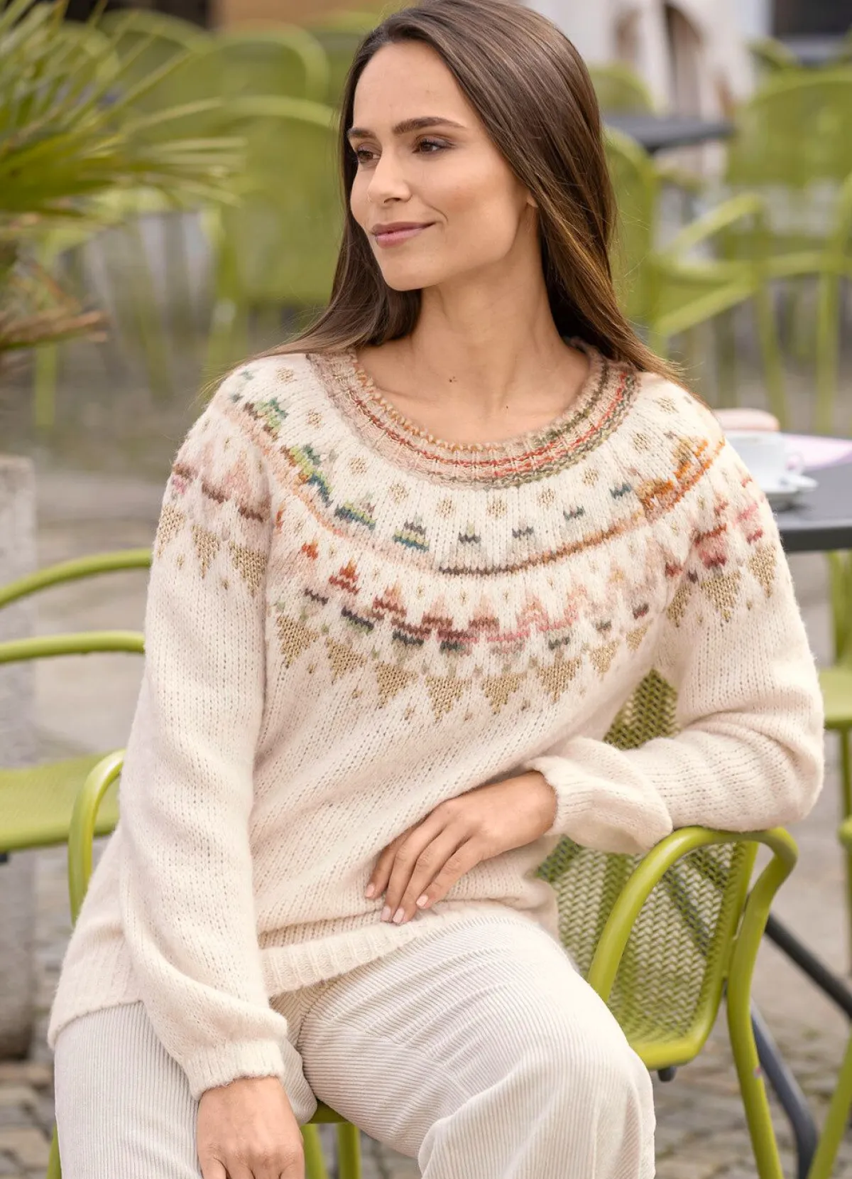 Online BADER Pullover mit Norwegermuster CREME-MULTICOLOR-GOLDFARBEN