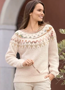 Online BADER Pullover mit Norwegermuster CREME-MULTICOLOR-GOLDFARBEN