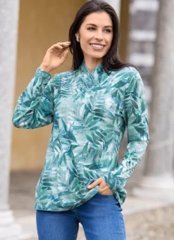 BADER Pullover mit raffiniertem V-Kragen GRÜN-BLAU-MULTICOLOR