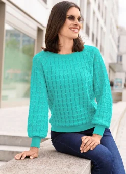 New BADER Pullover mit Raglanärmeln in leichter Ballonform JADEGRÜN