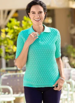 New BADER Pullover mit Rautenstrukturmuster AQUA