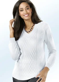 Discount BADER Pullover mit Rautenstruktur WEISS