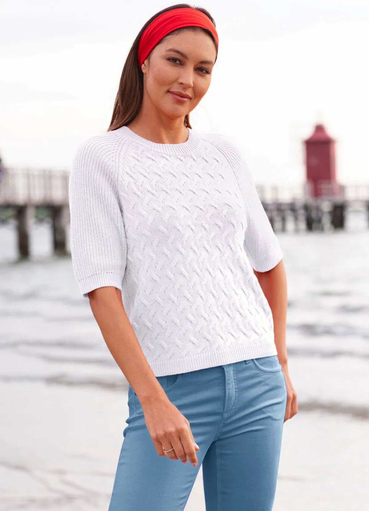 Hot BADER Pullover mit recycelter Baumwolle ECRU