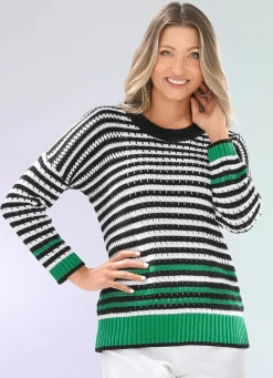 Outlet BADER Pullover mit recycelter Baumwolle SCHWARZ-WEISS-GRÜN