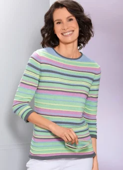 Sale BADER Pullover mit recycelter Baumwolle HELLBLAU-GRÜN-MULTICOLOR