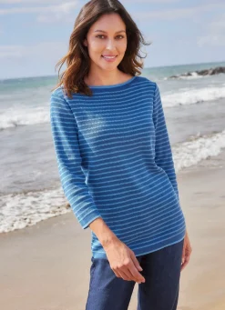 Online BADER Pullover mit recycelter Baumwolle BLAU-HELLBLAU