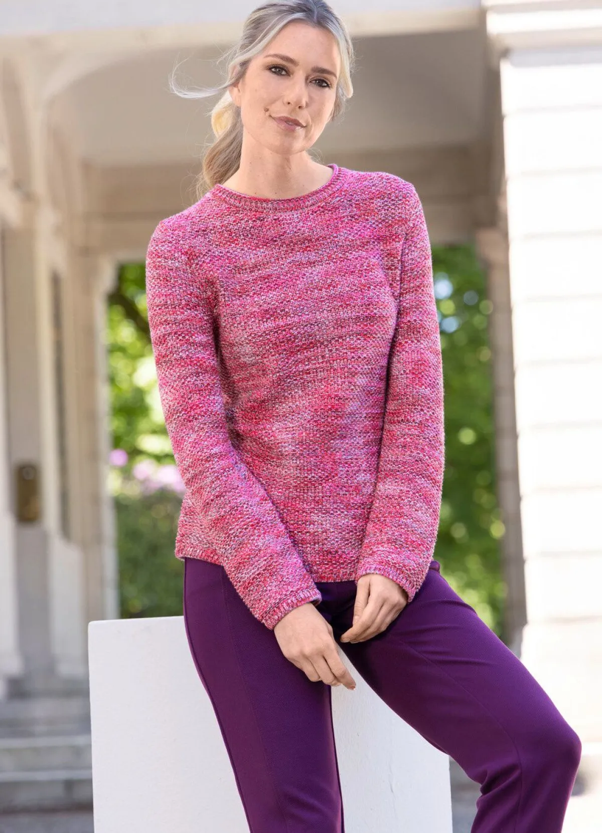 Outlet RABE Pullover mit Reiskornstruktur PINK-MULTICOLOR