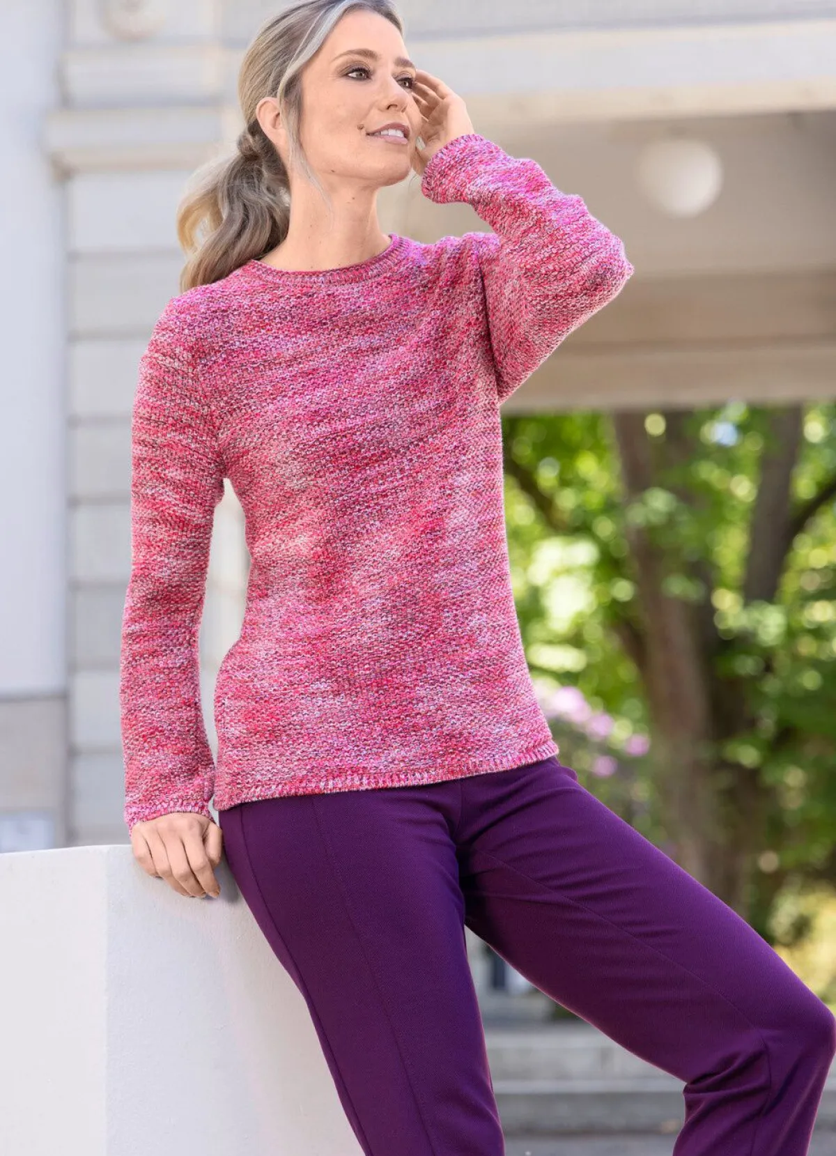 Outlet RABE Pullover mit Reiskornstruktur PINK-MULTICOLOR