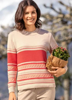 Online BADER Pullover mit Ringeldessin SAND-LACHS