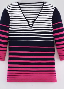 Outlet BADER Pullover mit Ringeldessin MARINE-PINK-WEISS