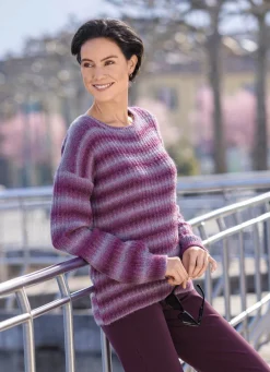 Sale BADER Pullover mit Ringelmuster LILA-FLIEDER MELIERT