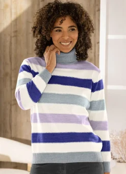 Sale BADER Pullover mit Schurwolle NATUR-LILA-MULTICOLOR