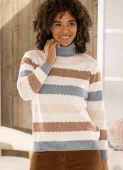 Best BADER Pullover mit Schurwolle NATUR-BRAUN-MULTICOLOR