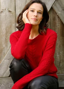 Hot BADER Pullover mit Schurwolle und Kaschmir WEINROT