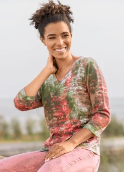Online BADER Pullover mit sehr weichem Griff GRÜN-ORANGE-MULTICOLOR