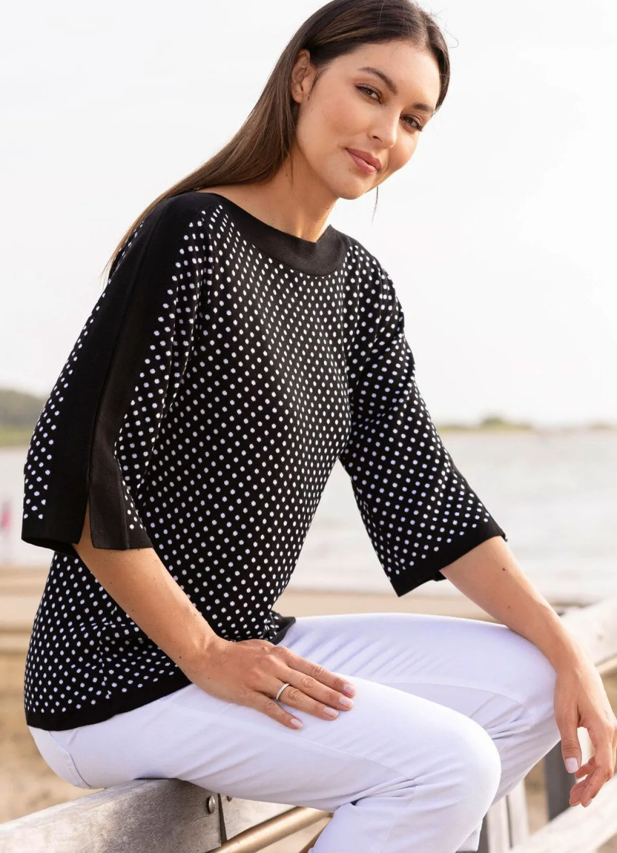New BADER Pullover mit sehr weichem Griff SCHWARZ-WEISS