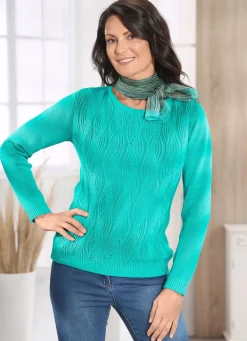 New BADER Pullover mit streckendem Zöpfchenmuster JADEGRÜN