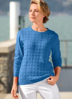 Sale BADER Pullover mit streckendem Strukturmuster JEANSBLAU