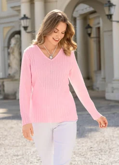 Sale BADER Pullover mit streckenden Strukturstreifen ROSÉ