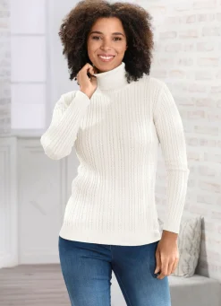 BADER Pullover mit streckender Struktur WOLLWEISS