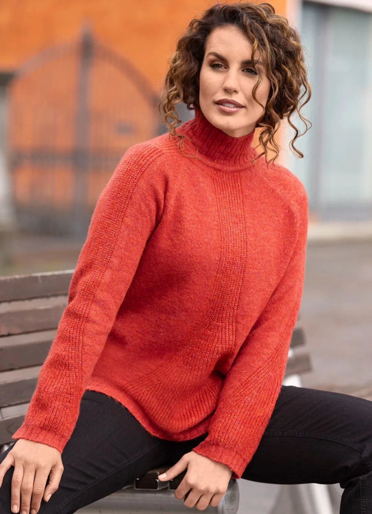 Clearance BADER Pullover mit streckender Struktur KORALLE MELIERT