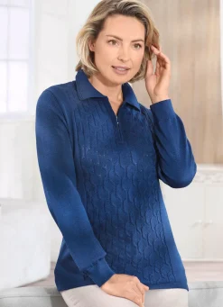 Discount BADER Pullover mit streckender Struktur MARINE