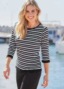 Discount BADER Pullover mit Streifenmuster SCHWARZ-WEISS