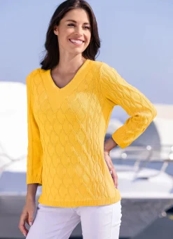 New BADER Pullover mit Strukturdessin GELB
