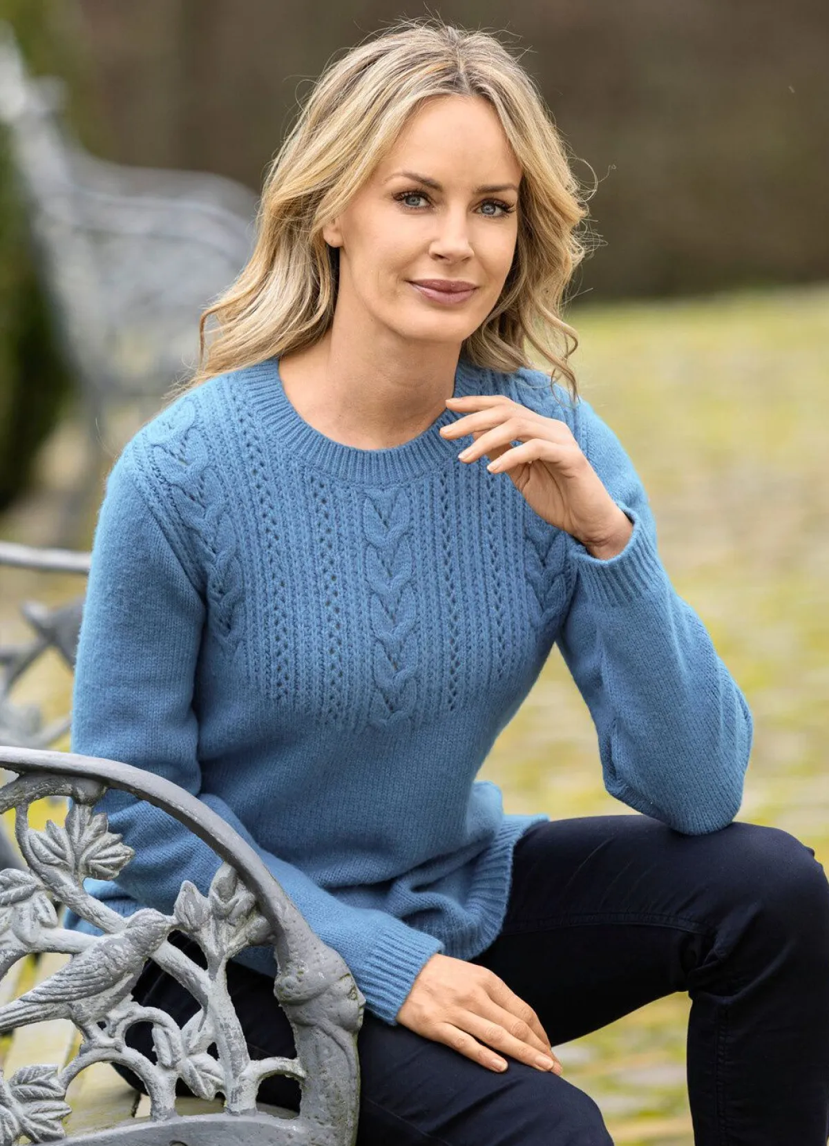 BADER Pullover mit Strukturmix BLEU