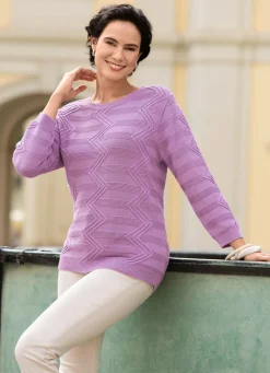 Hot BADER Pullover mit Strukturmustermix FLIEDER