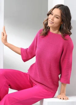 New BADER Pullover mit Strukturstreifen PINK