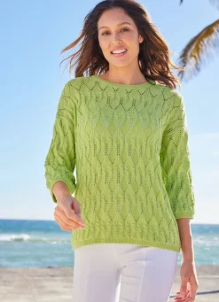 Discount BADER Pullover mit tollem Ajourmuster LIMETTE