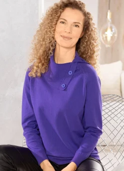 New BADER Pullover mit variablem Kragen LILA