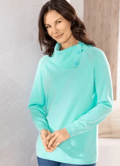 BADER Pullover mit variablem Kragen TÜRKIS