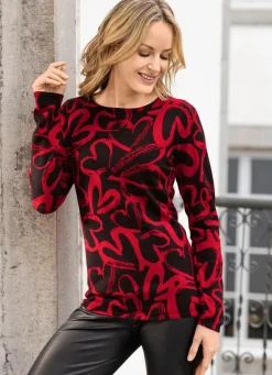 Discount BADER Pullover mit viel Herz SCHWARZ-ROT