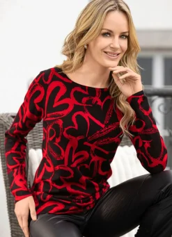 Discount BADER Pullover mit viel Herz SCHWARZ-ROT