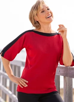 Online BADER Pullover mit weichem Griff ROT-SCHWARZ