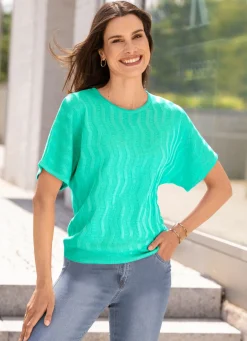 New BADER Pullover mit Wellenstruktur SMARAGDGRÜN