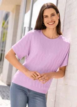 New BADER Pullover mit Wellenstruktur FLIEDER