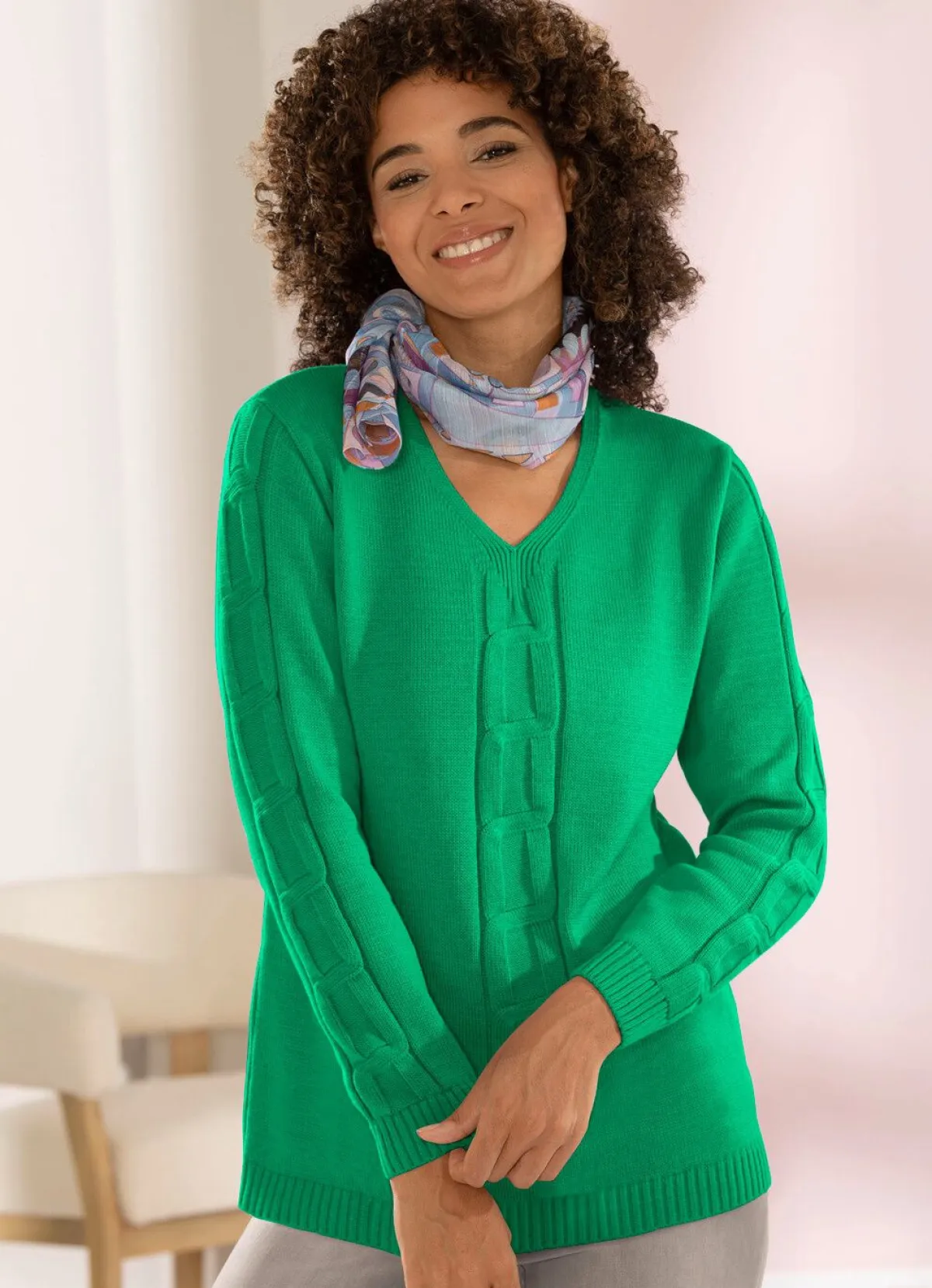 Best BADER Pullover mit Zopfmuster GRÜN