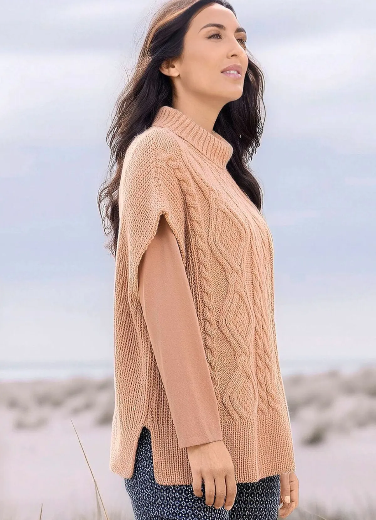 Clearance BADER Pullunder in Perlfang mit Zopfmuster CAMEL
