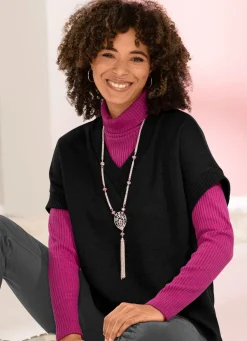 Best KLAUS MODELLE MADE IN GERMANY Pullunder mit Rippenakzenten SCHWARZ