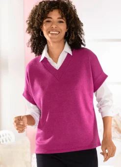 Clearance KLAUS MODELLE MADE IN GERMANY Pullunder mit Rippenakzenten FUCHSIA