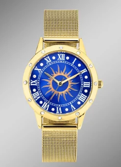 New BADER Quartz-Damenuhr Sonne mit weißen Kristallakzenten