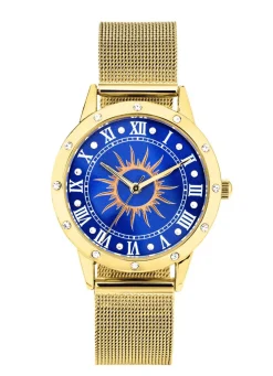 New BADER Quartz-Damenuhr Sonne mit weißen Kristallakzenten