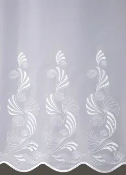 New PLAUENER STICKEREI Raffinierter Kurzstore mit Stangendurchzug WEISS