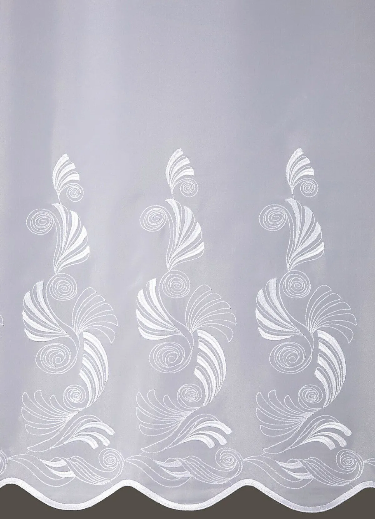 New PLAUENER STICKEREI Raffinierter Kurzstore mit Stangendurchzug WEISS