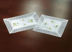 Sale BADER Raumdekoration mit Gänseblümchen-Stickerei und zarter Häkelspitze WEISS