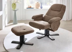 Outlet BADER Relax-Sessel mit Hocker BRAUN